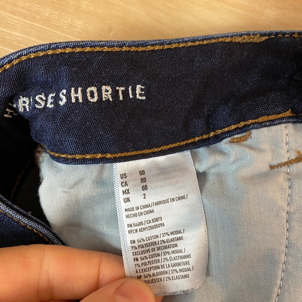 American Eagle AE High Rise Shortie Denim Jean Shorts Size 00 Lot of 3 Pair - Picture 3 of 12